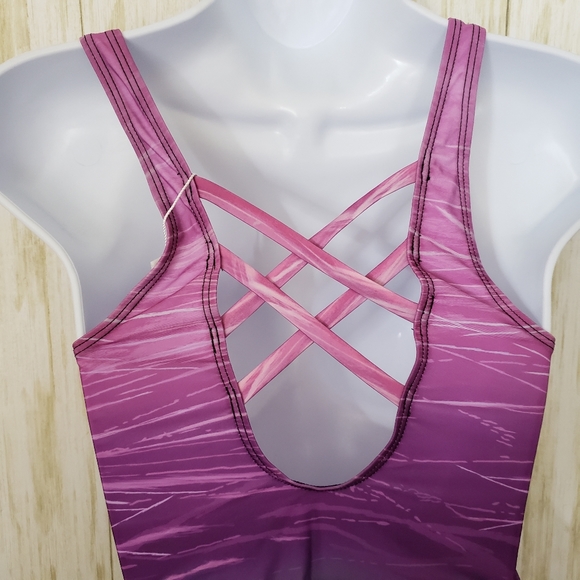 Upopby Swimsuit One Piece Purple Gradient Crisscross Back Size Small NWT - Picture 4 of 13